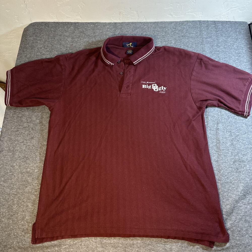 Vintage 2003 Big Ugly Polo Shirt XL Ash City‎ Made in Canada Maroon